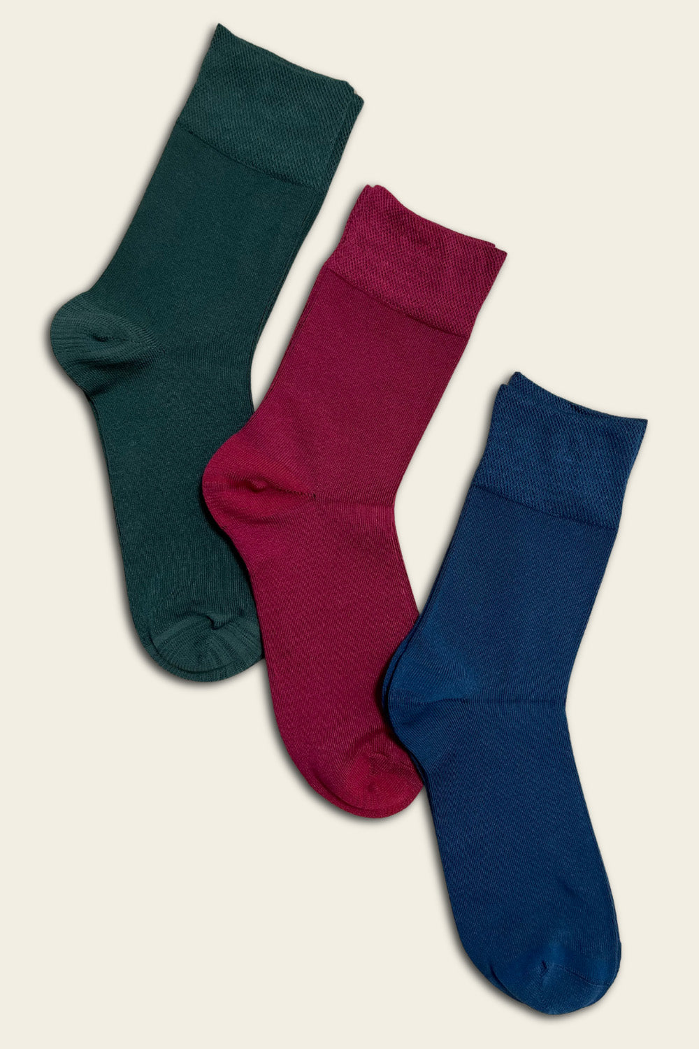 Seamless Bamboo Socks - Red, Navy Blue, Green - 6 pairs